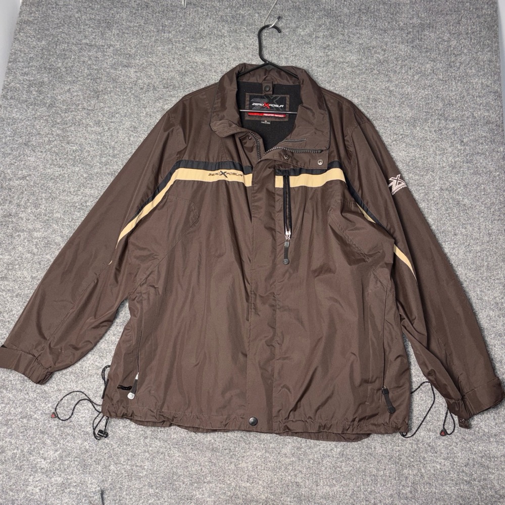 ZeroXposur Winter snow ski jacket Mens XL Brown striped Full Zip Fleece lined